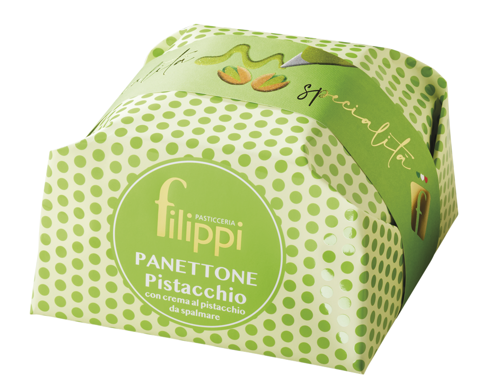 PANETTONE AL PISTACCHIO CON CREMA AL PISTACCHIO DA SPALMARE